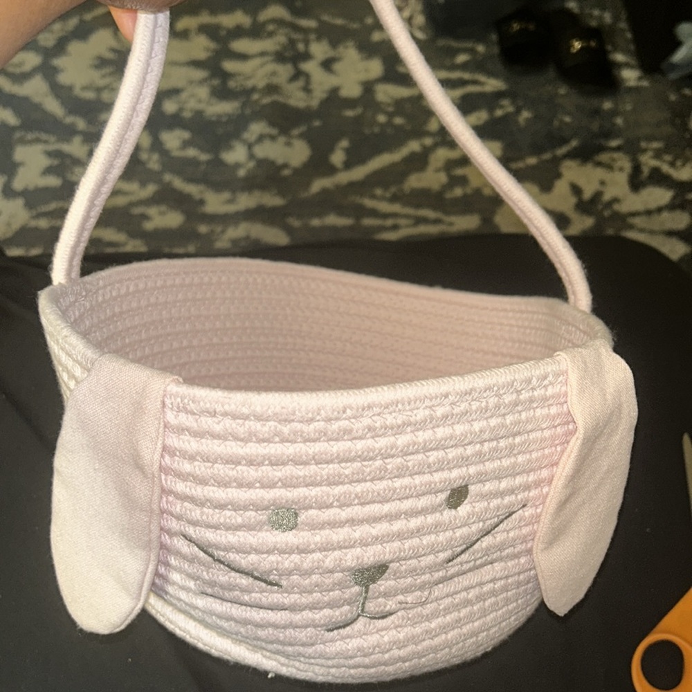 NWT Large Pink Bunny w/Ears Basket